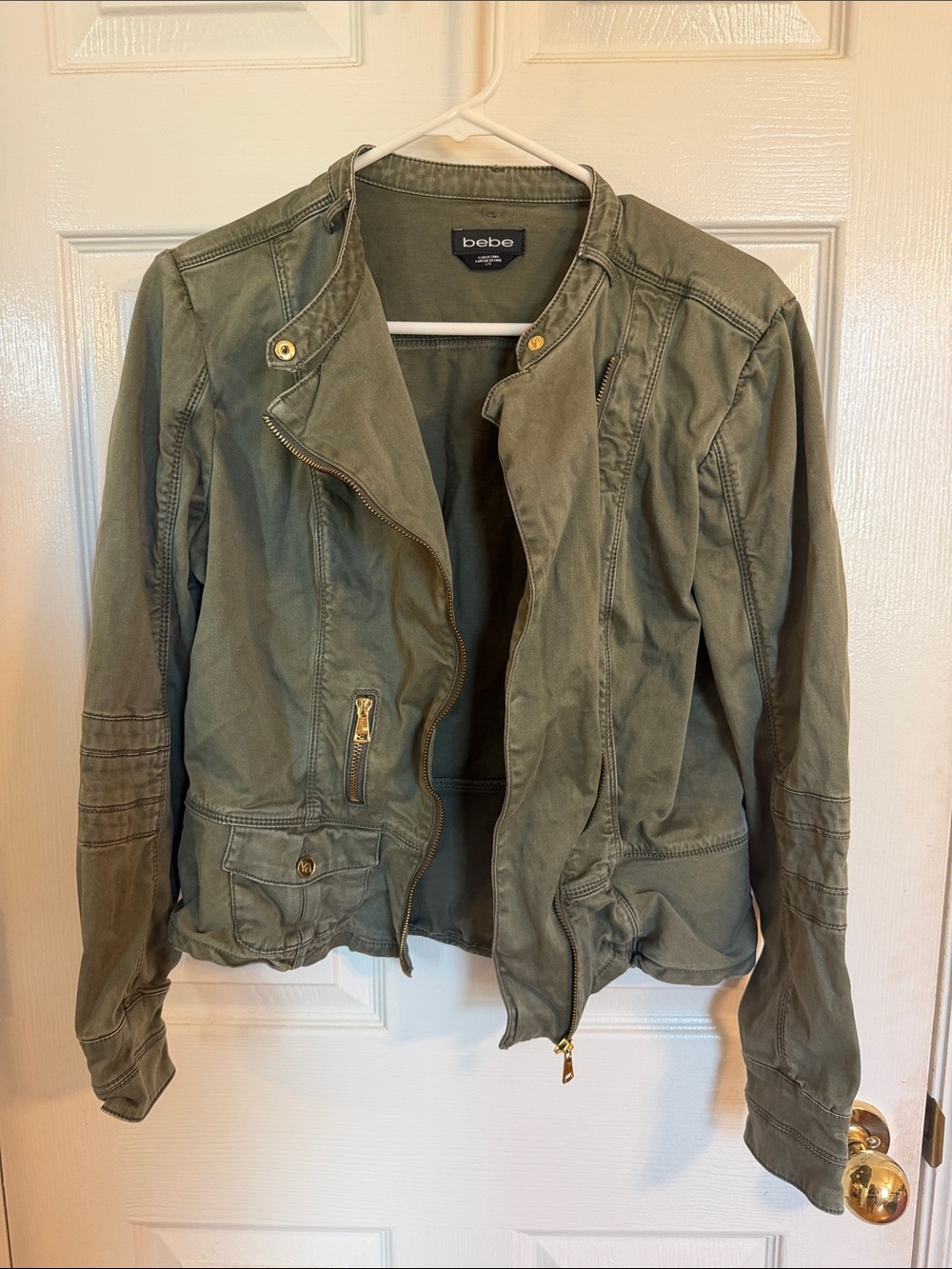 Bebe Olive Green Asymmetrical Zip Utility Jacket - Picture 4 of 4